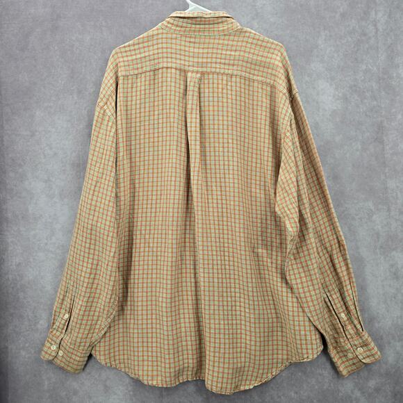 Gap Orange Checker Plaid Long Sleeve Button Down Mens Shirt Extra Large XL - Picture 2 of 6